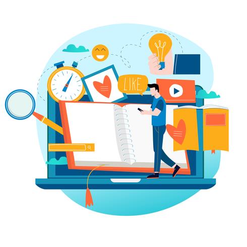 Education, online training courses, distance education flat vector illustration