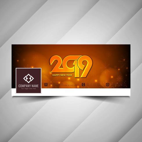 Feliz año nuevo 2019 redes sociales moderno banner vector