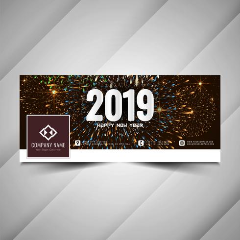 Happy New Year 2019 social media banner template