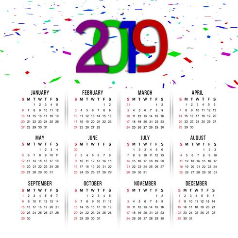 Abstract elegant New Year 2019 calender background vector