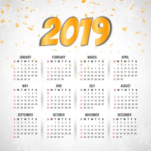 Resumen elegante fondo año nuevo calendario 2019 vector