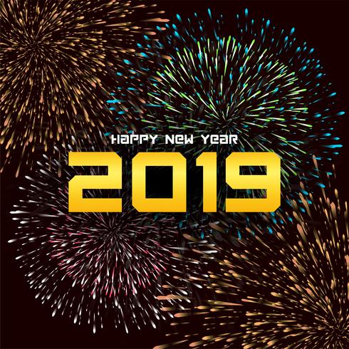 Abstract Happy new year 2019 celebration background vector