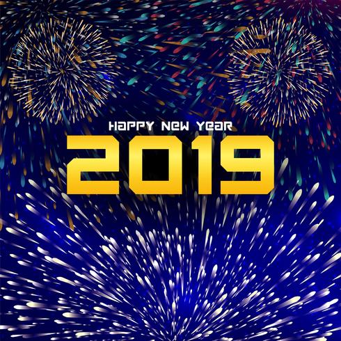 Happy new year 2019 colorful decorative background vector