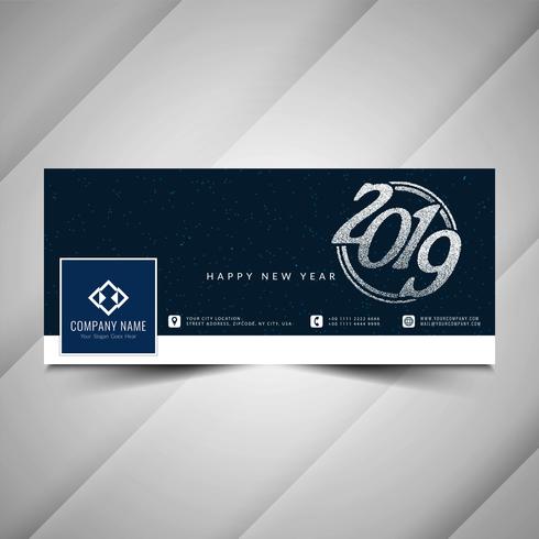 Happy New Year 2019 social media banner template vector