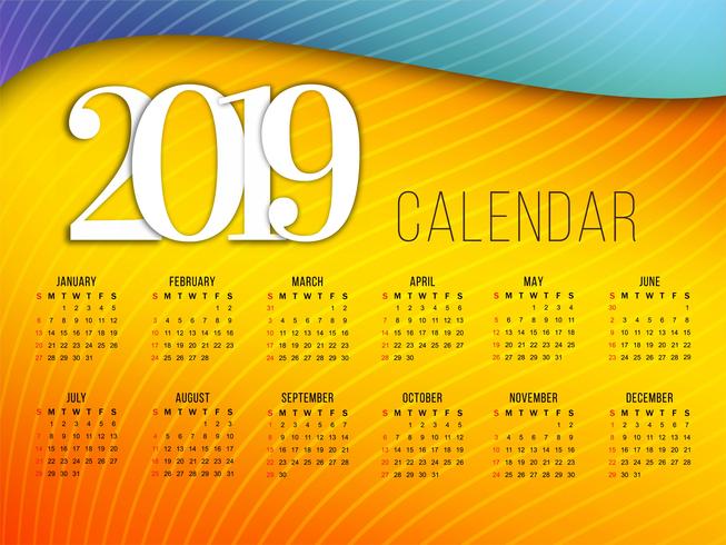 Modern New Year 2019 calender design template vector