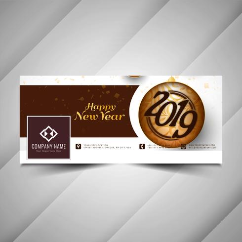 Happy New Year 2019 social media banner template vector