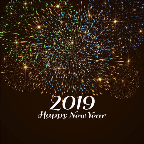 Happy new year 2019 colorful decorative background vector