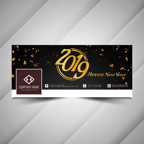 Happy New Year 2019 social media banner template