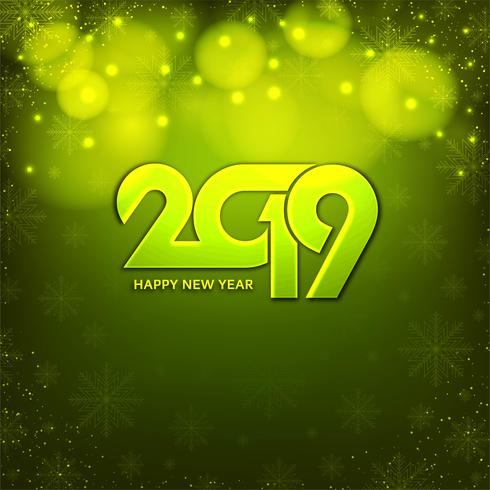 Abstract Happy new year 2019 green background vector