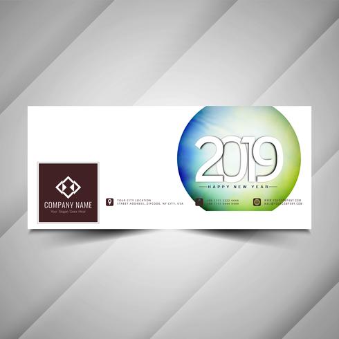 Año nuevo 2019 elegante banner de redes sociales plantilla vector