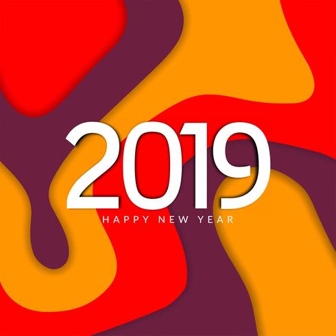 Happy new year 2019 colorful decorative background vector