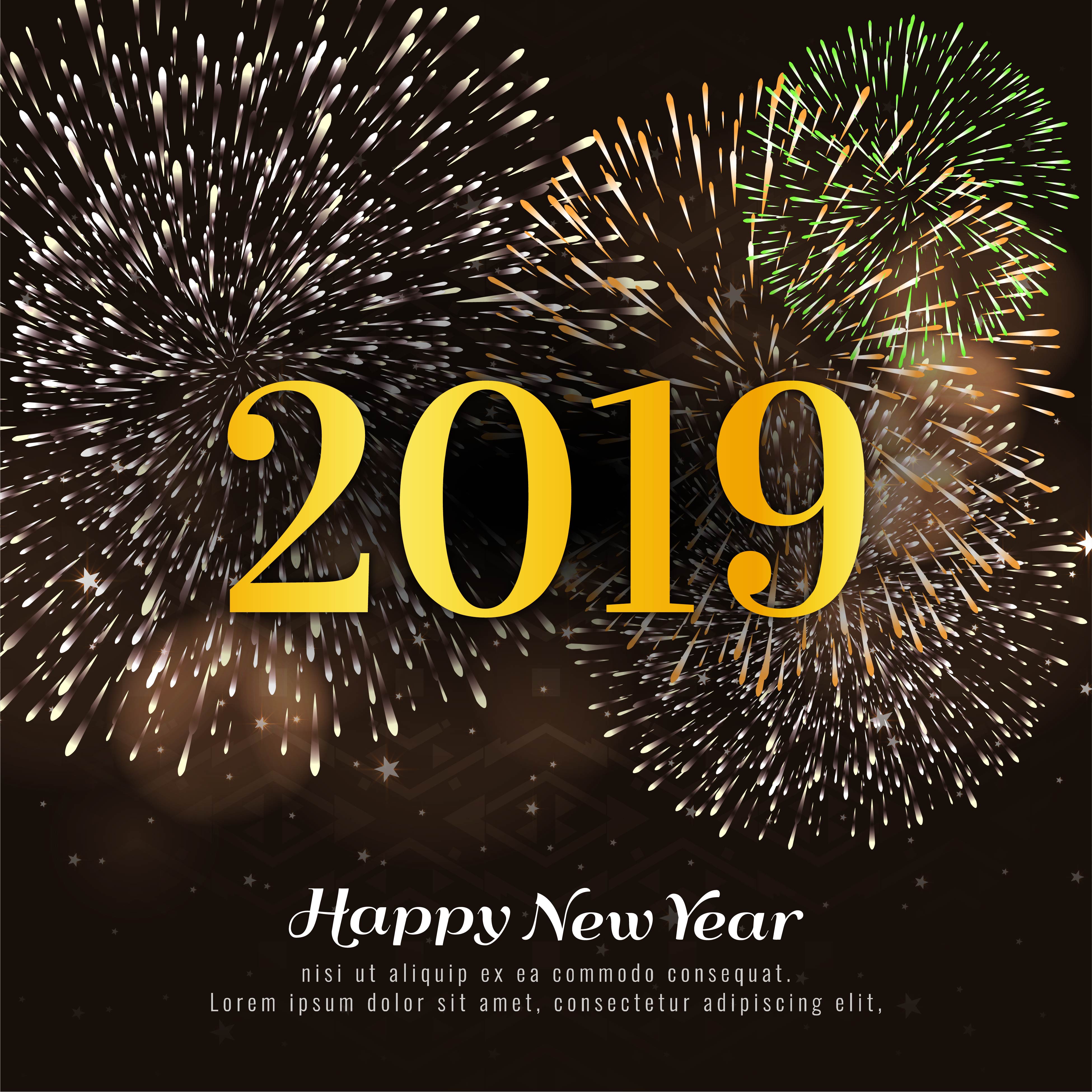 Happy new year 2019 colorful decorative background ...