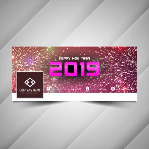 Feliz año nuevo 2019 plantilla de banner de redes sociales vector