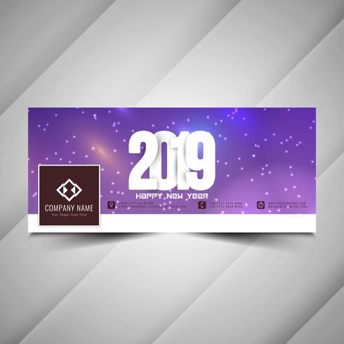 Año nuevo 2019 elegante banner de redes sociales plantilla vector