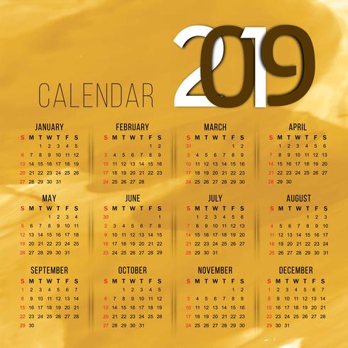 Abstract elegant New Year 2019 calender background vector