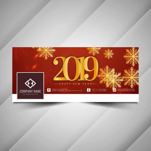 Diseño de banner decorativo año nuevo 2019 redes sociales vector