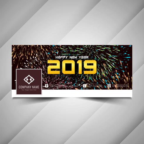 Año nuevo 2019 plantilla de banner colorido de redes sociales vector