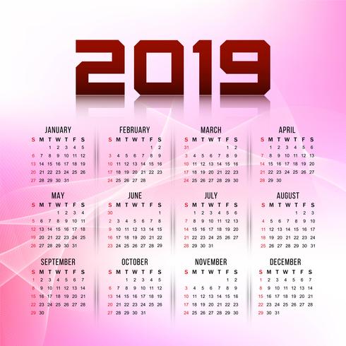 Plantilla de diseño de calendario moderno año nuevo 2019 vector