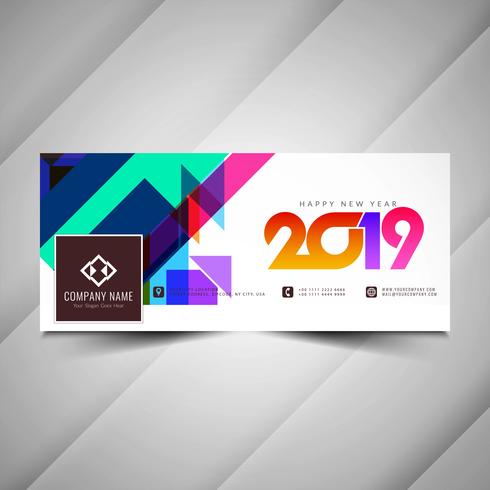 Feliz año nuevo 2019 redes sociales moderno banner vector