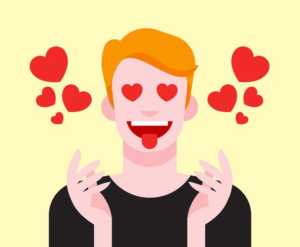 Boy With Heart Eyes Illustration vector