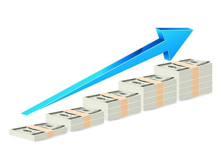 Gráfico de barras de dólar vector