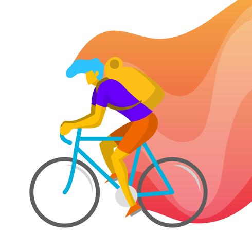 Ilustración de Vector de bicicleta hombre plano