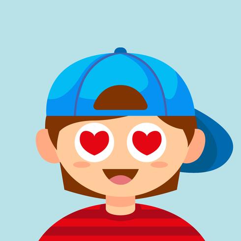 Boy with heart eyes vector