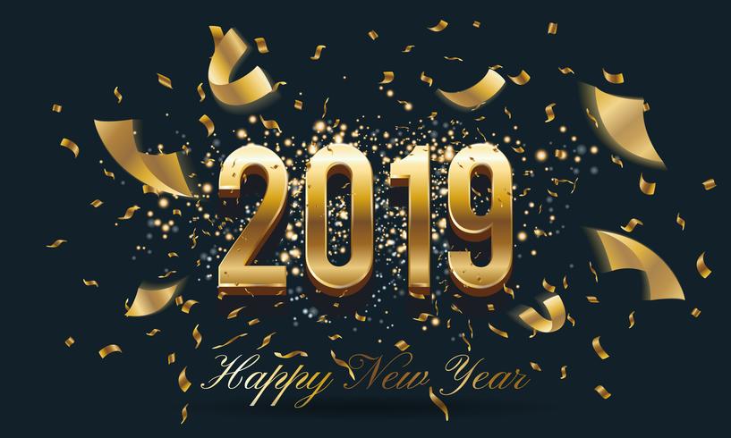 2019 Happy New Year Celebration Background Design With Falling R vector