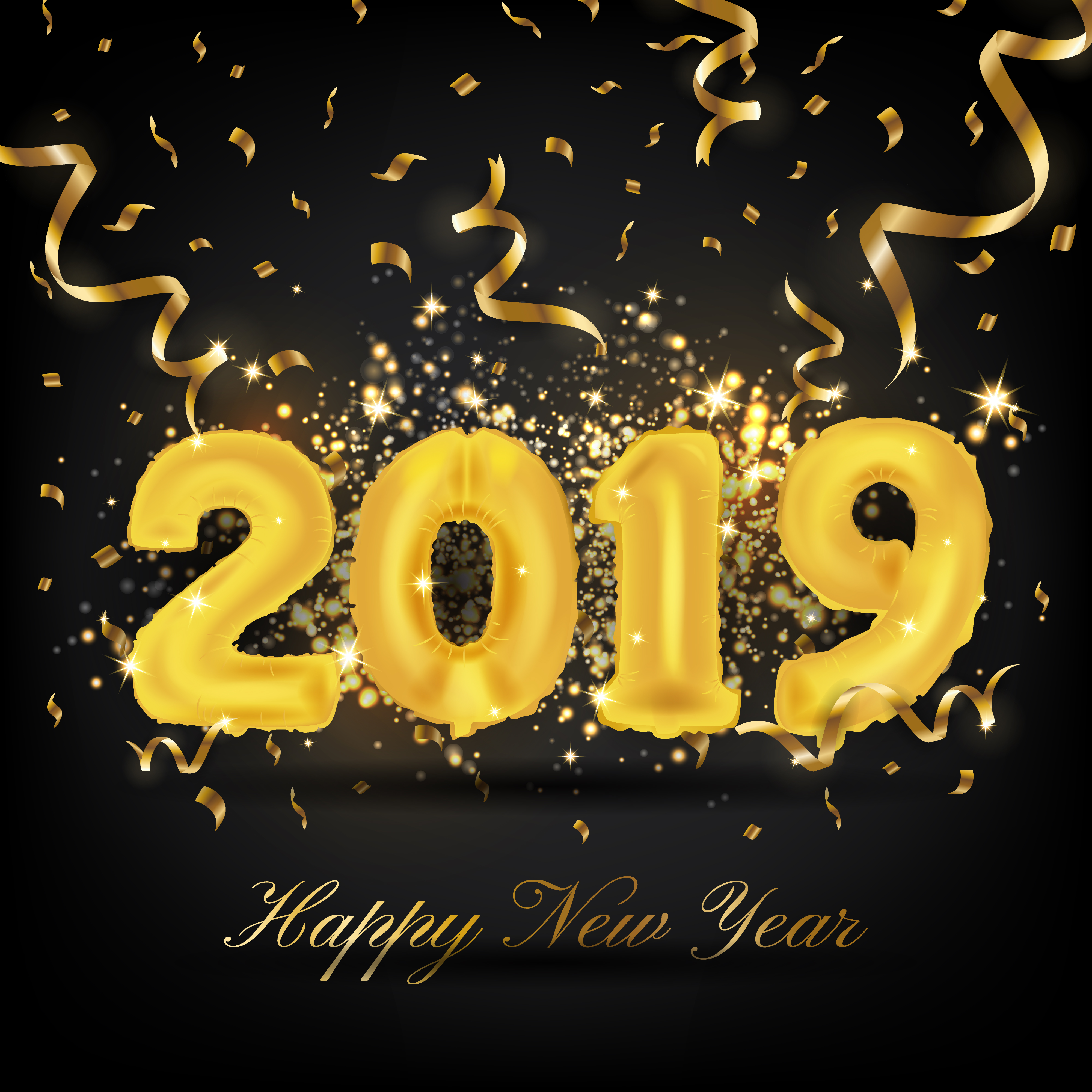 2019 Happy New Year Greeting Card Background. 2019 Balloon Vecto 272213