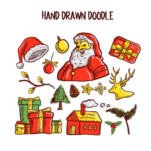 Navidad Doodle conjunto de arte. Ilustracion vectorial vector