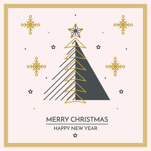 Linear Merry Christmas And Happy New Year Card vector