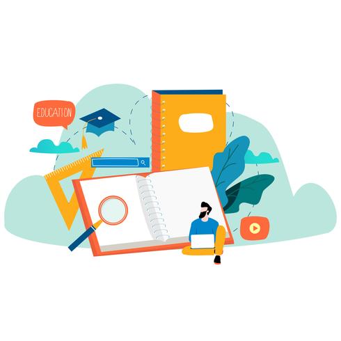 Educación, cursos de formación online. vector