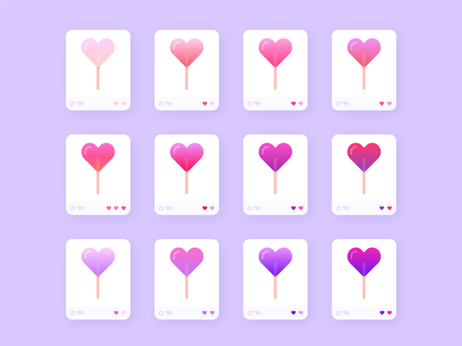 Gradient Heart Lollipops Vector