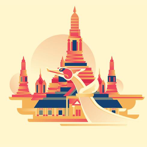 Wat Arun is a Buddhist temple in Yai district of Bangkok vector