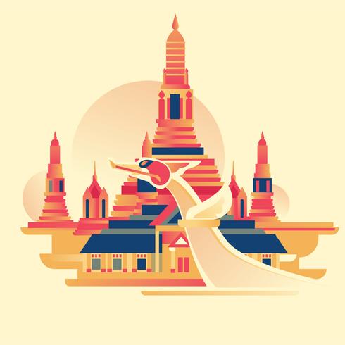 Wat Arun es un templo budista en el distrito Yai de Bangkok. vector