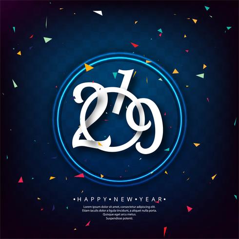 2019 Happy New Year text colorful shiny background vector