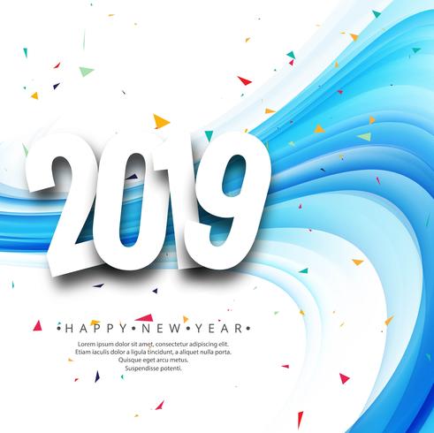 Beautiful Happy New Year 2019 text background vector