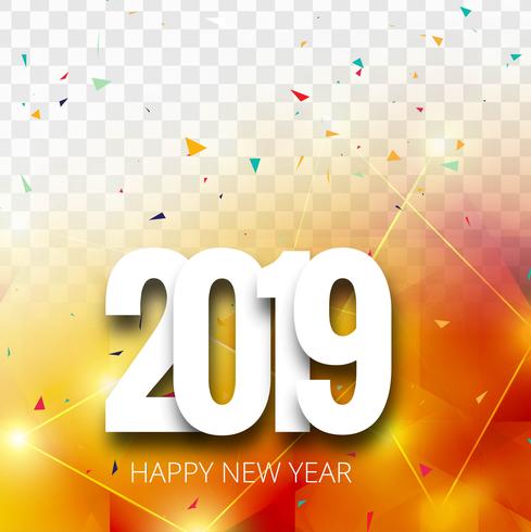 2019 Happy New Year text colorful shiny background vector