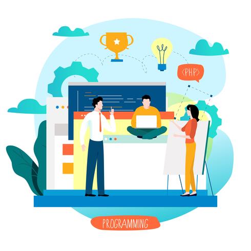 Coding, programming, website and application development vector