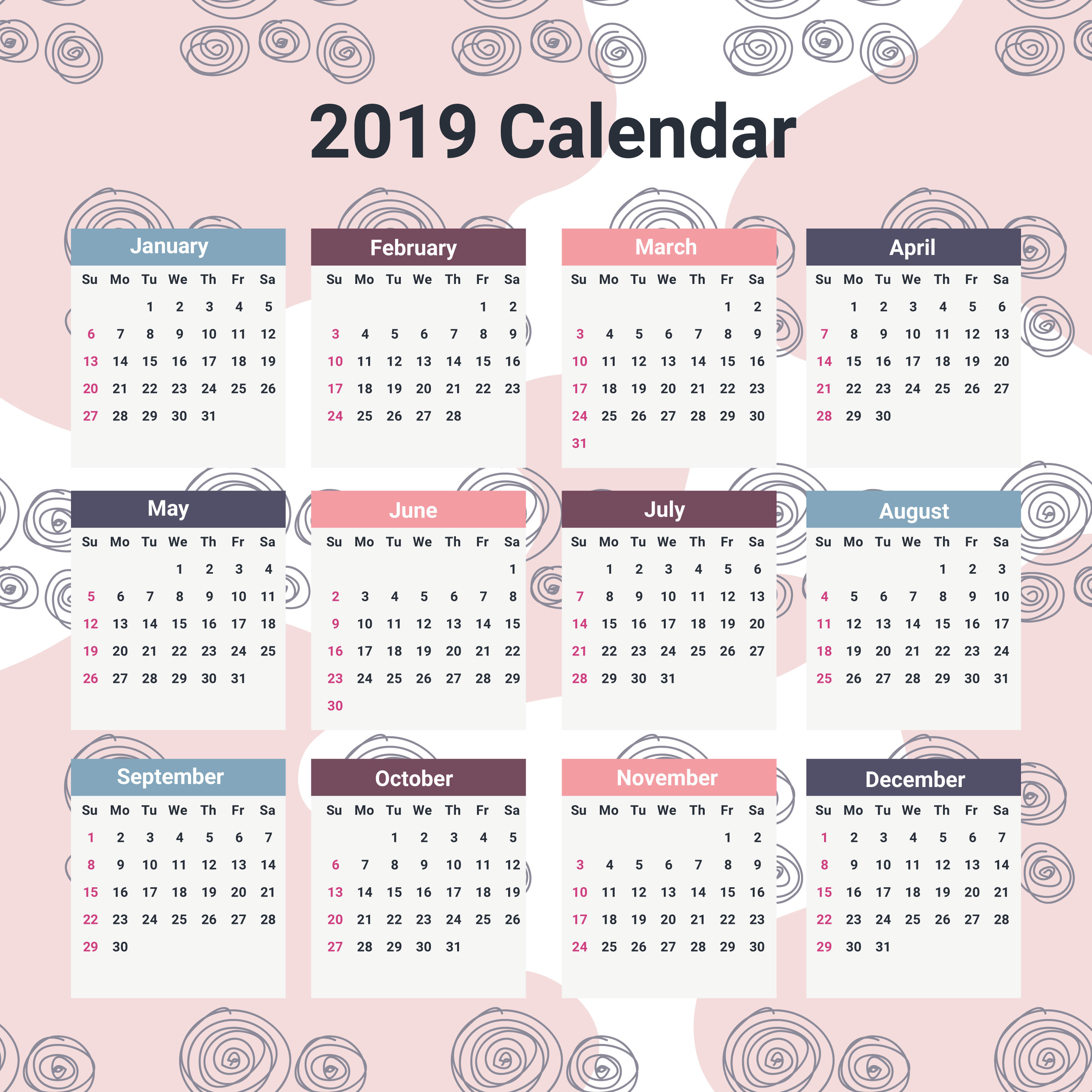 Art PageAWeek Gallery Wall Calendar 2019