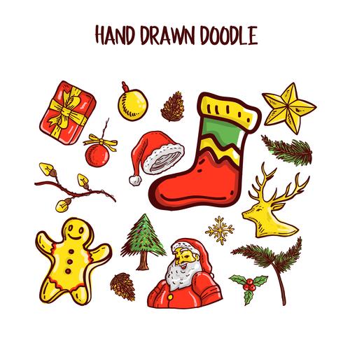 Christmas Doodle art Set. Vector Illustration