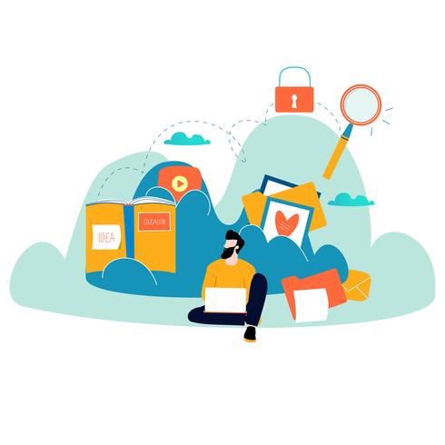 Cloud computing services and technology vector