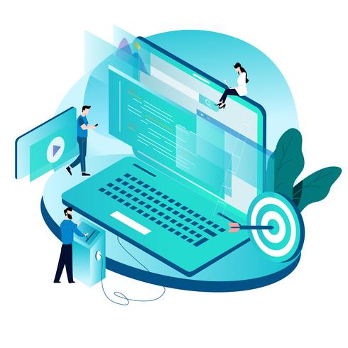 Modern isometric concept for coding, programming, website and application development vector