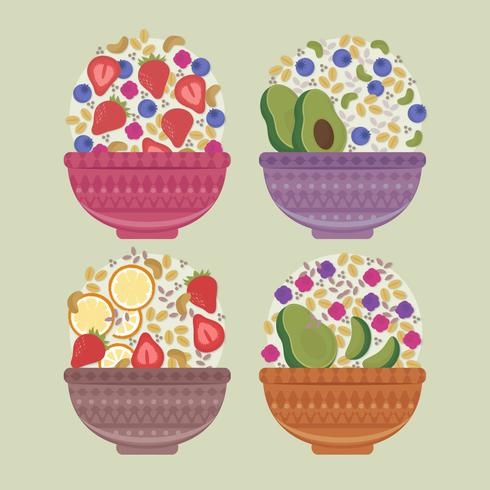 Vector Colorful Acai Bowls