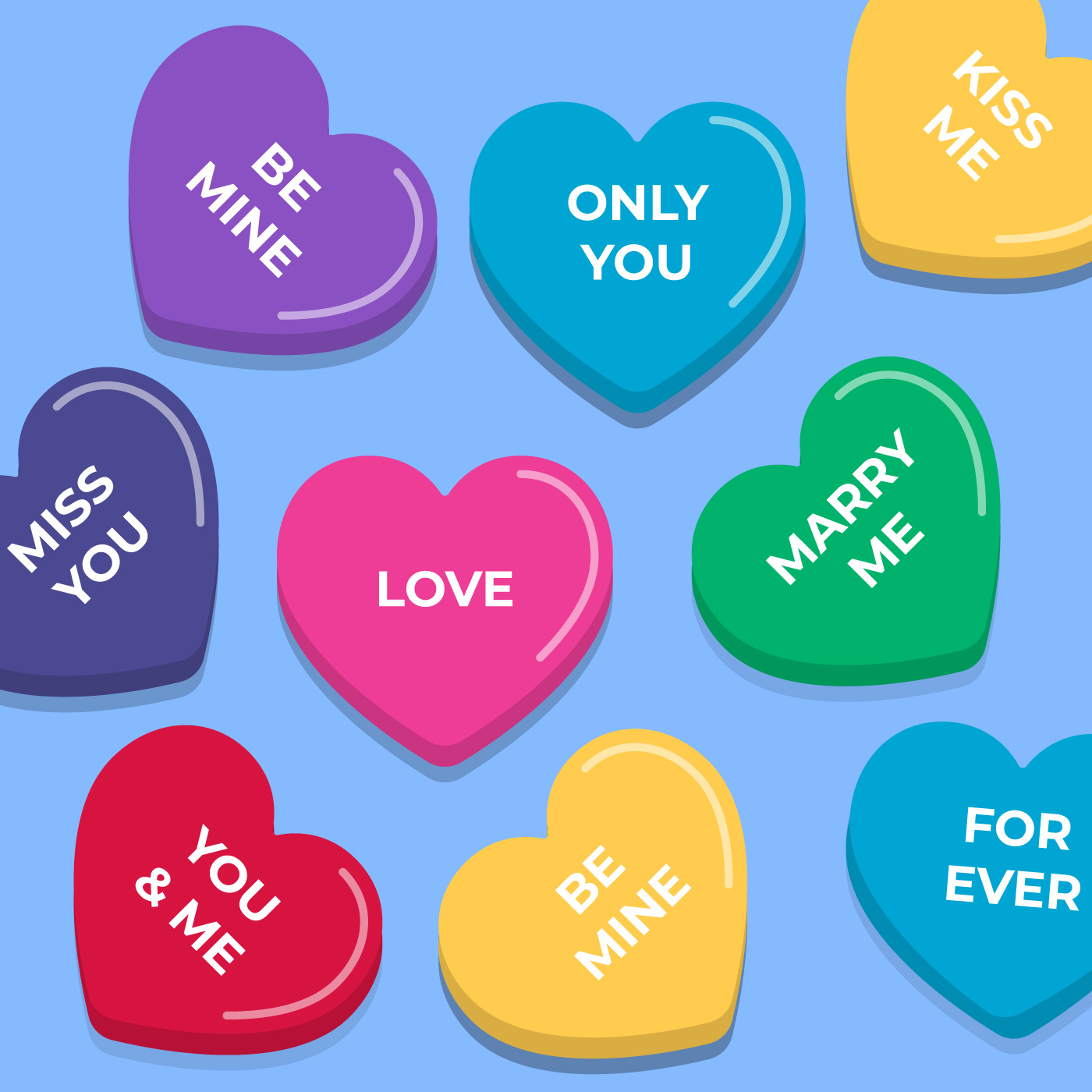 Download Candy Conversation Hearts Seamless Vector Element Set ...