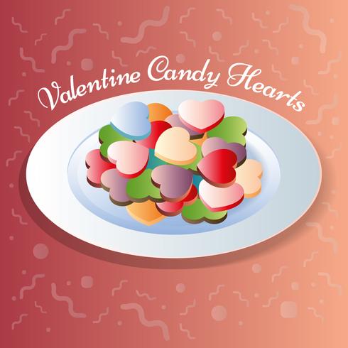 Heart Shapes Sweet Candy On Plate Illustration vector