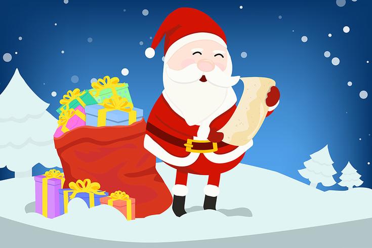 Papá Noel con lista de nombres vector