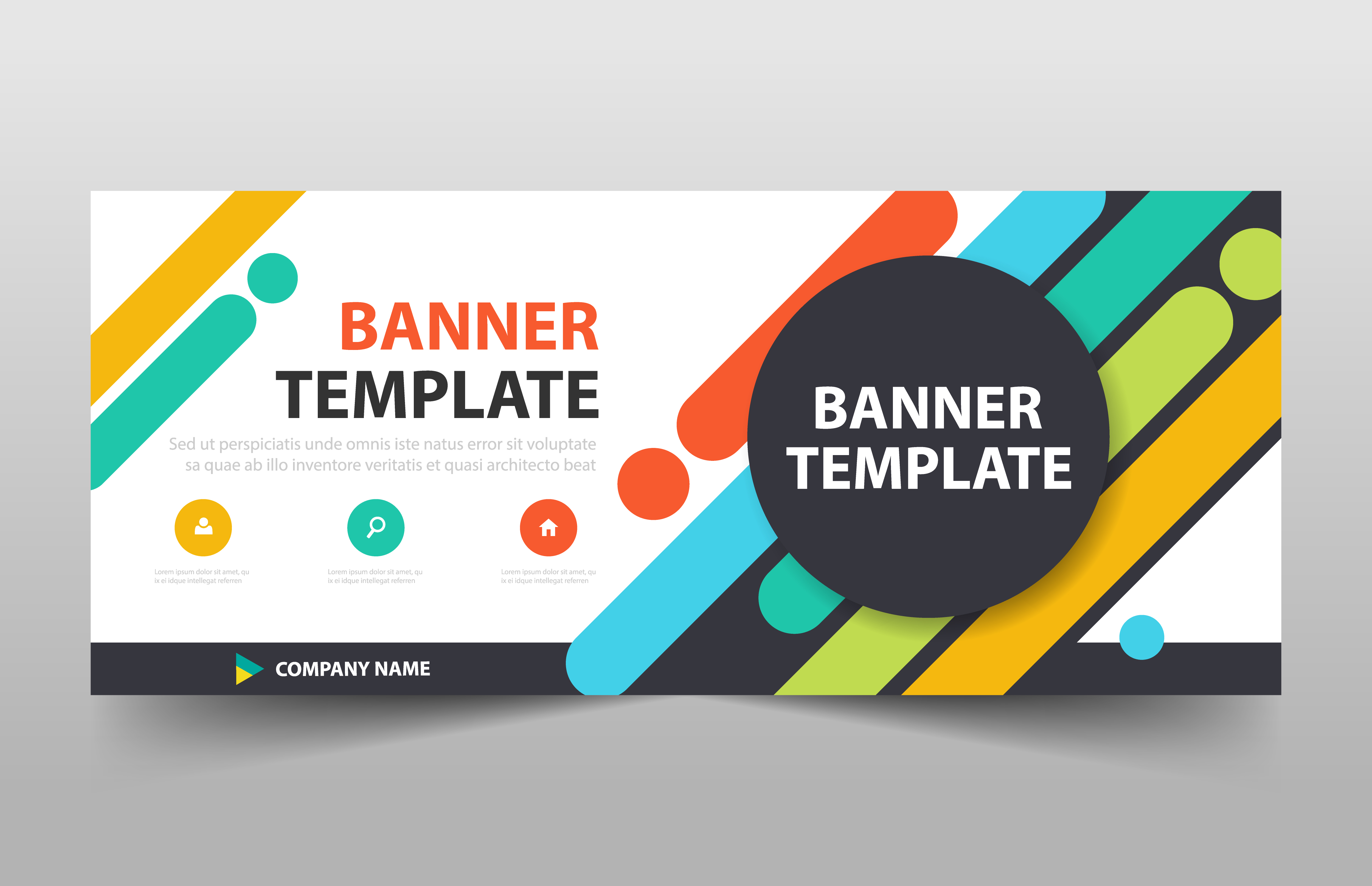 Colorful Circle Banner Template Horizontal Advertising Business Banner 