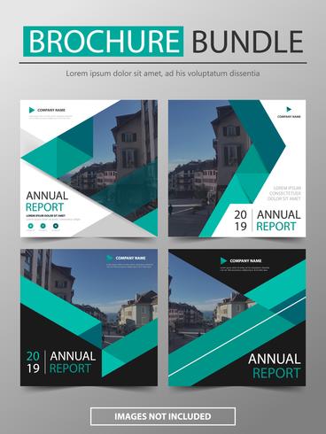 Green Vector annual report Leaflet Brochure Flyer template design set