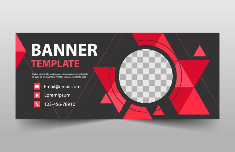 Red Abstract triangle corporate business banner template, vector